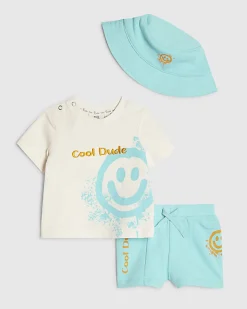 Baby Boys White Smile T-Shirt 3 Piece Set