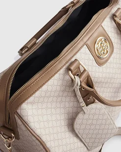 Beige Buckled Monogram Barrell Bag