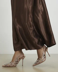 Beige Cut Out Embellished Court Heels
