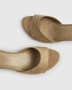 Beige Faux Suede Mule Kitten Heels