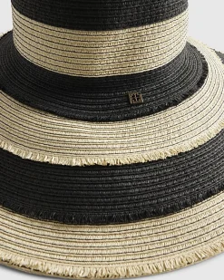 Beige Floppy Stripe Hat