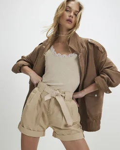 Beige Guernsey Belt Detail Short