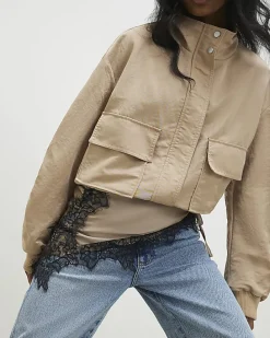 Beige Lace Trim Waist Scarf