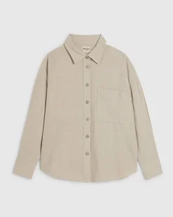 Beige Long Sleeve Linen Blend Shirt