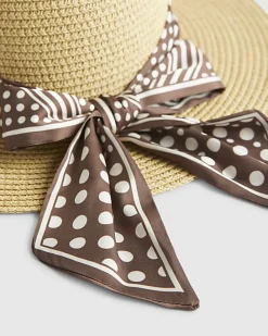 Beige Polka Dot Band Fedora