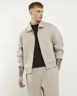 Beige Premium Harrington Jacket