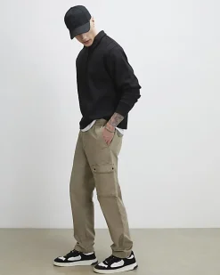 Beige Regular Fit Cargo Trousers