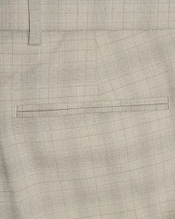 Beige Skinny Fit Stretch Check Suit Trousers