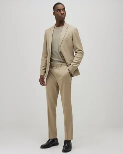 Beige Skinny Fit Textured Suit Trousers