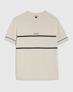 Beige Slim Fit Chest Blocked T-Shirt