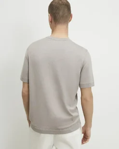 Beige Slim Fit Knitted Short Sleeve T-Shirt