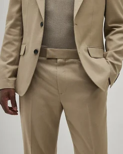 Beige Slim Fit Stretch Textured Suit Trousers