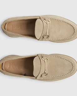 Beige Suede Snaffle Loafers