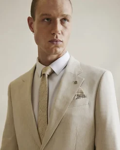 Beige Tie And Handkerchief Set
