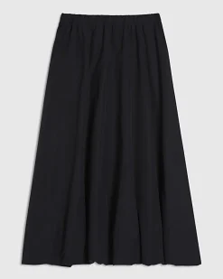 Black Bubble Hem Midi Skirt