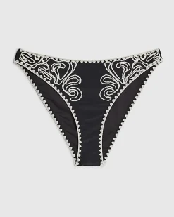 Black Cornelli Print Bikini Bottoms