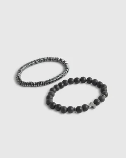 Black Hematite Cross Beaded Bracelet Pack