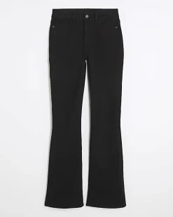 Black Mid Rise Flared Jeans