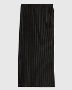 Black Plisse Midi Skirt