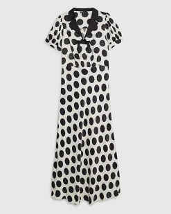 Black Premium Polka Dot Midi Dress