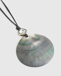 Black Shell Cord Pendant Necklace