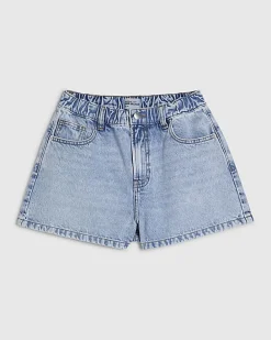 Blue Denim Elasticated A Line Shorts