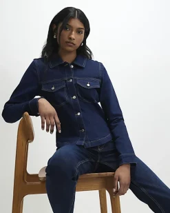 Blue Fitted Denim Jacket