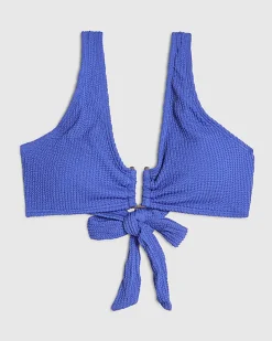 Blue Textured Cami Bikini Top