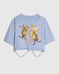 Blue Year Zero Tiger Graphic Crop T-Shirt
