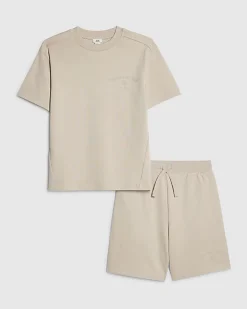 Boys Beige Essentialism T-Shirt Set