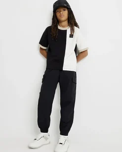 Boys Black Zip Cargo Trousers