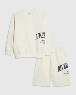 Boys Cream River Branded Sweatshirt Set