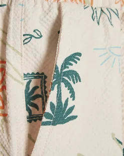 Boys Cream Sun Print Swim Shorts