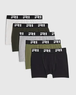 Boys Khaki Pack Of 5 Boxers