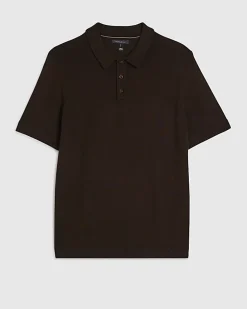 Brown Slim Fit Knitted Polo Shirt