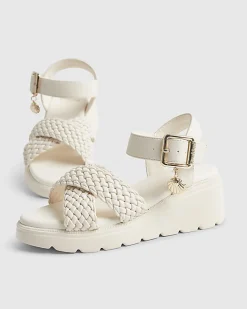 Girls Beige Plaited Wedge Sandals