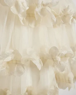 Girls Beige Tiered Tulle Dress