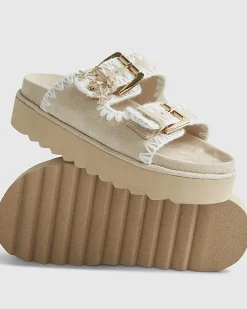 Girls Beige Whipstitch Sandals