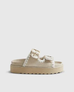 Girls Beige Whipstitch Sandals
