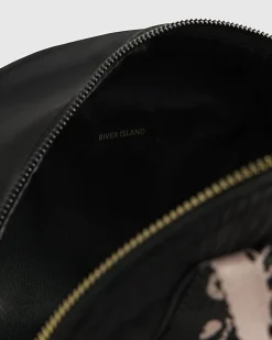 Girls Black Nylon Script Backpack