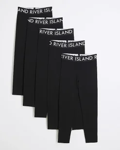 Girls Black Pack of 5 RI Waistband Leggings