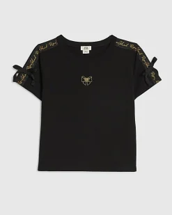Girls Black RI Bow Top