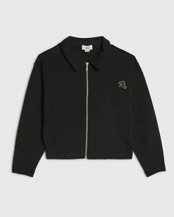 Girls Black Zip Through Jacket
