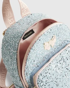 Girls Blue Denim Sequin Backpack