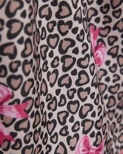 Girls Brown Leopard Bow Print Satin Pyjamas