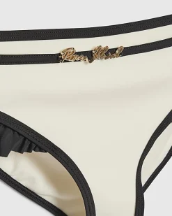Girls Cream 3D Bow Asymmetric Bikini Set
