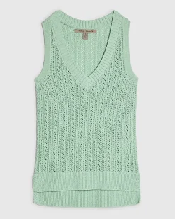 Green Crochet Knit Vest Top