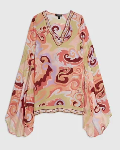 Orange Swirl Plunge Mini Tunic Dress