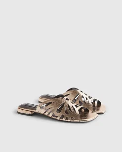 Rose Gold Butterfly Mule Flat Sandals