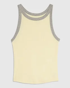 Yellow Sleeveless Ribbed Tipped Tank Top
